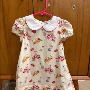 Classic Prep Cream Dress with Red Circus Print